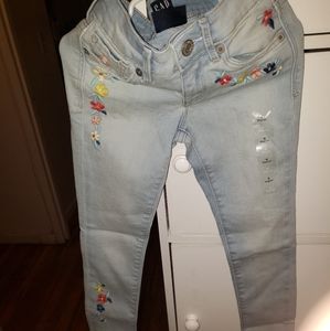 Little girl embroidered jeans
